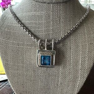 Elegant Blue Stone Silver Necklace Pendant
